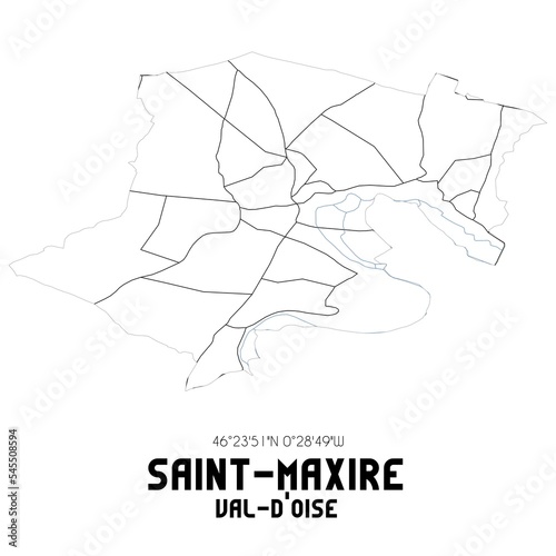 SAINT-MAXIRE Val-d'Oise. Minimalistic street map with black and white lines.
