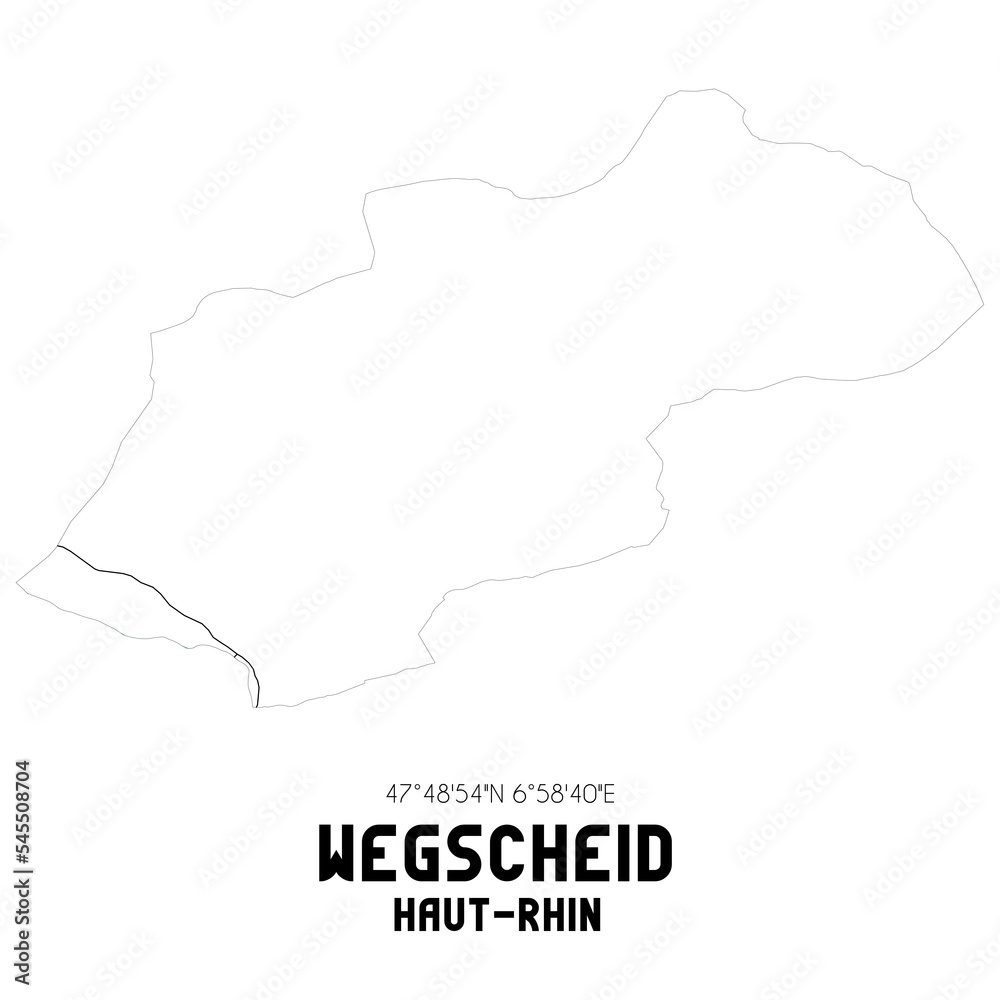WEGSCHEID Haut-Rhin. Minimalistic street map with black and white lines.