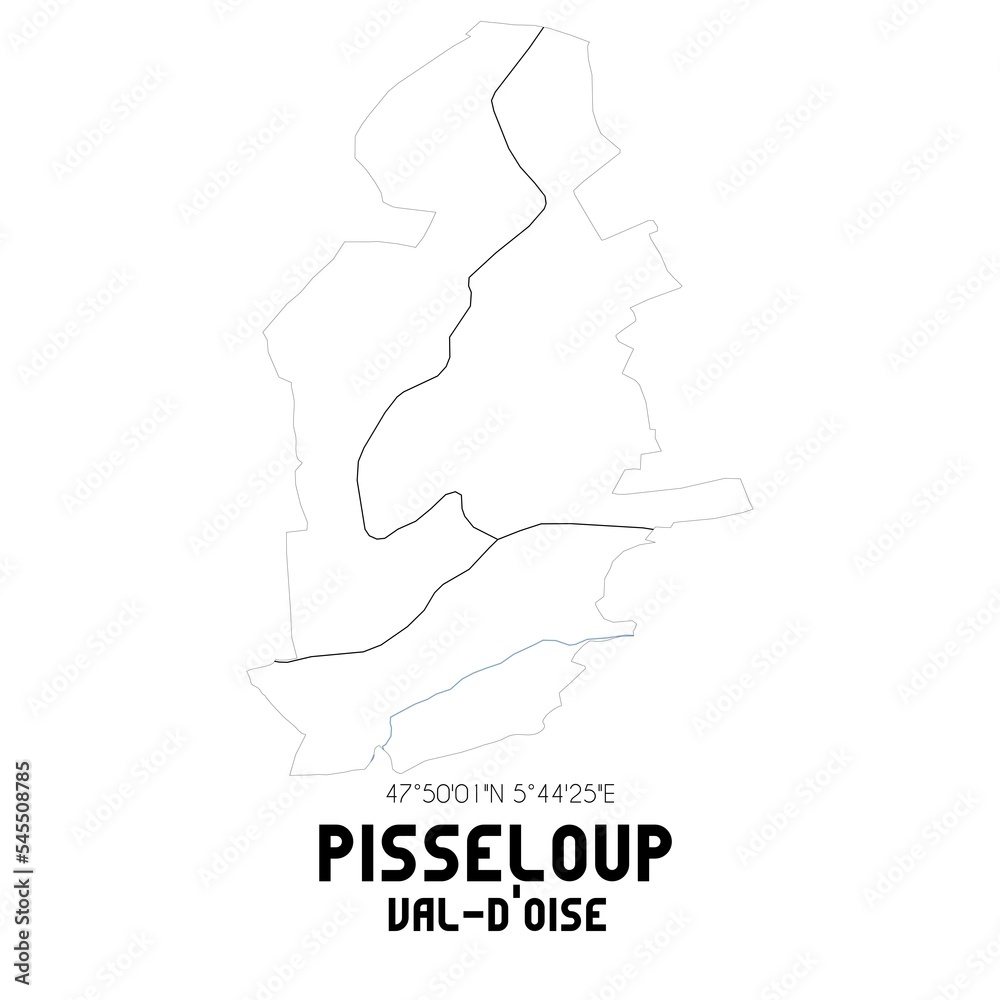 PISSELOUP Val-d'Oise. Minimalistic street map with black and white lines.