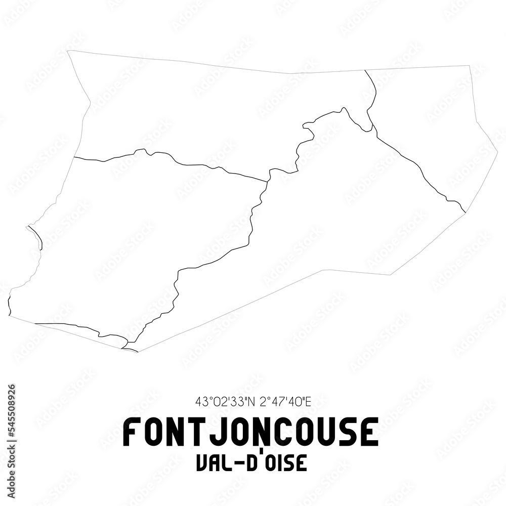 FONTJONCOUSE Val-d'Oise. Minimalistic street map with black and white lines. FONTJONCOUSE Val-d'Oise. Minimalistic street map with black and white lines.