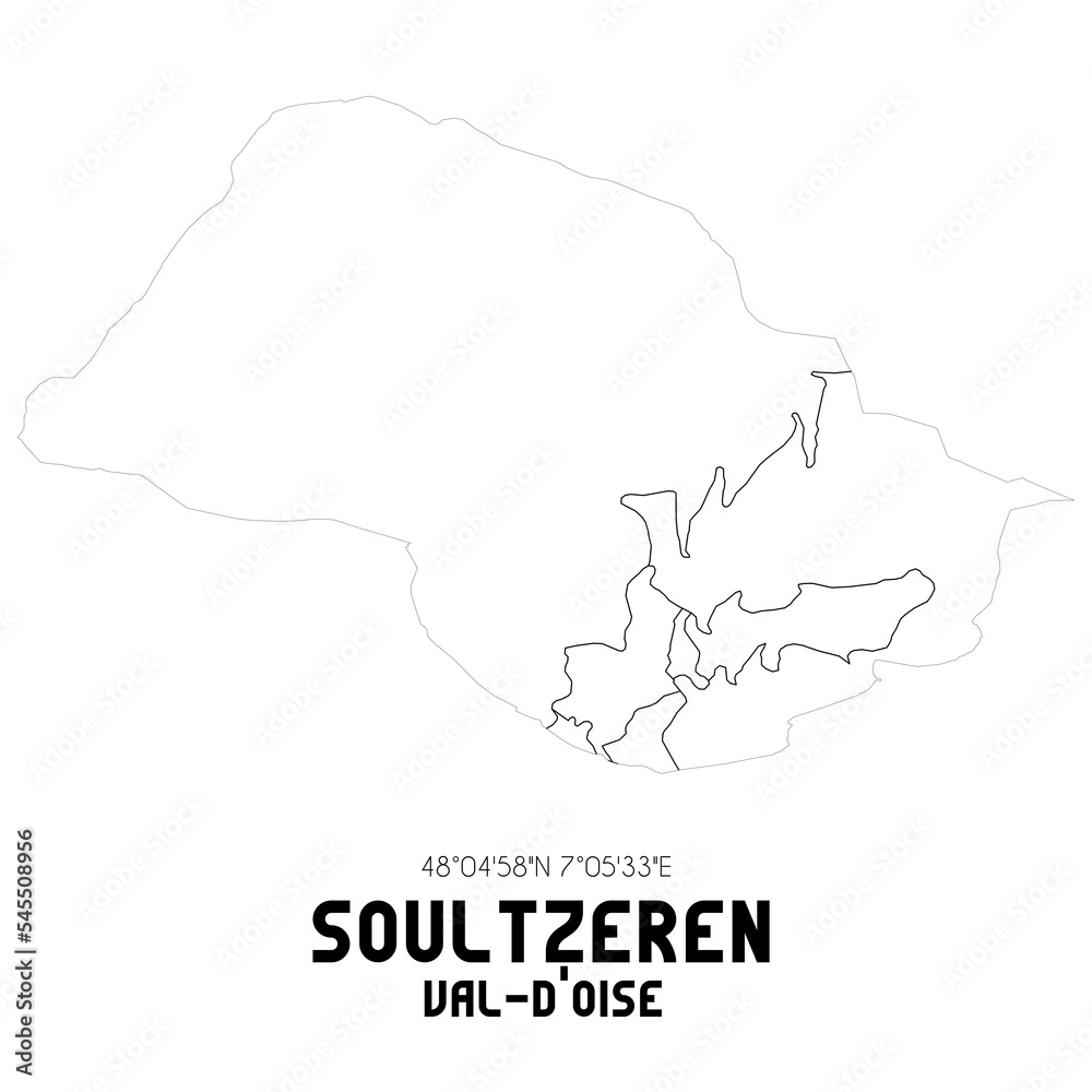 SOULTZEREN Val-d'Oise. Minimalistic street map with black and white lines.