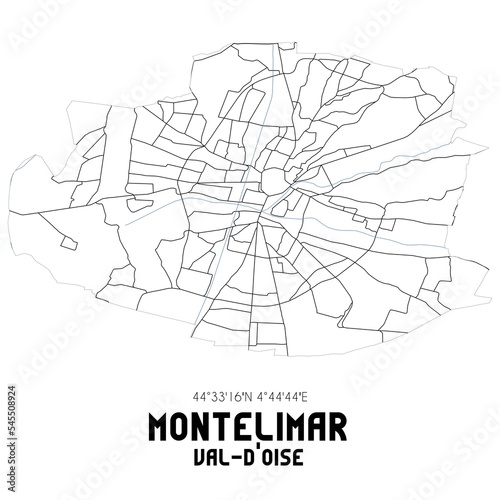 MONTELIMAR Val-d'Oise. Minimalistic street map with black and white lines.