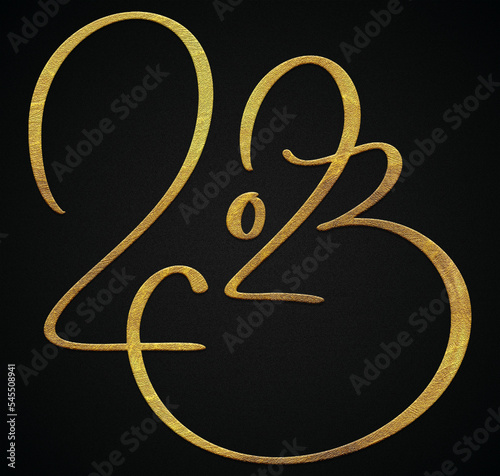 2023 year typography happy new year golden design poster 