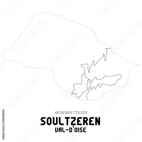 SOULTZEREN Val-d'Oise. Minimalistic street map with black and white lines. photo