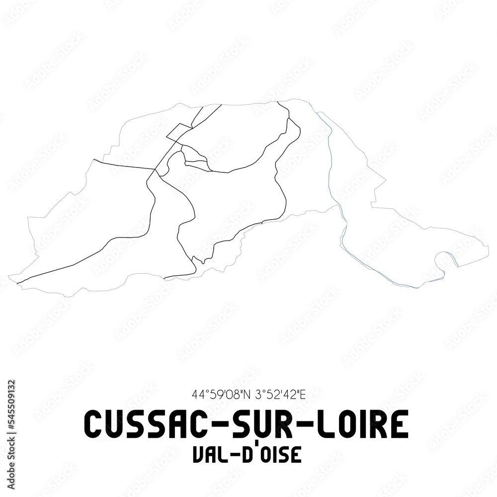 CUSSAC-SUR-LOIRE Val-d'Oise. Minimalistic street map with black and white lines.