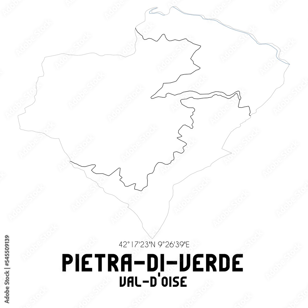 PIETRA-DI-VERDE Val-d'Oise. Minimalistic street map with black and white lines.