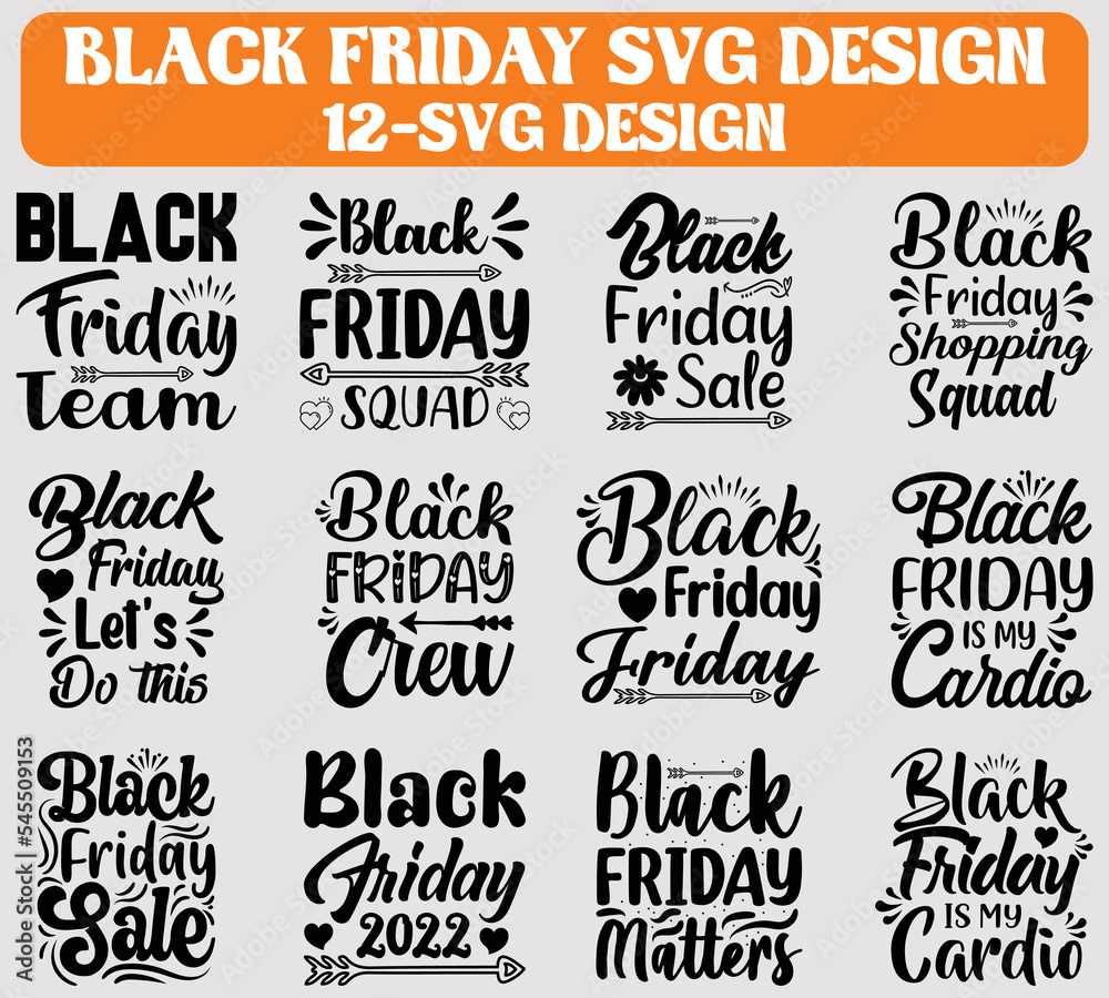 Fototapeta premium Blcak Friday Svg Bundle Designs.
