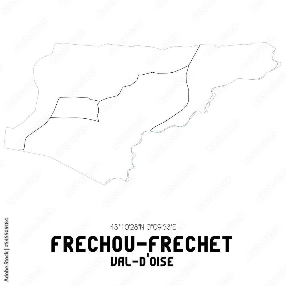 FRECHOU-FRECHET Val-d'Oise. Minimalistic street map with black and white lines.