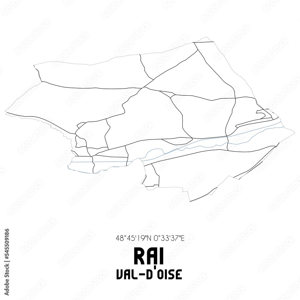 RAI Val-d'Oise. Minimalistic street map with black and white lines.