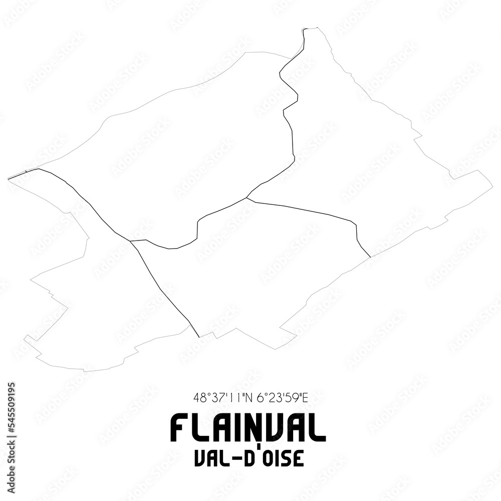 FLAINVAL Val-d'Oise. Minimalistic street map with black and white lines.
