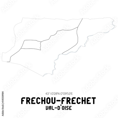 FRECHOU-FRECHET Val-d'Oise. Minimalistic street map with black and white lines.