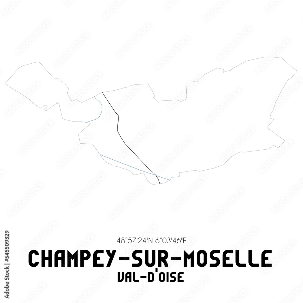 CHAMPEY-SUR-MOSELLE Val-d'Oise. Minimalistic street map with black and white lines. CHAMPEY-SUR-MOSELLE Val-d'Oise. Minimalistic street map with black and white lines.