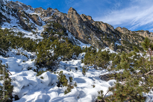 Winter landscape of Rila Mountain near Malyovitsa peak, Bulgaria