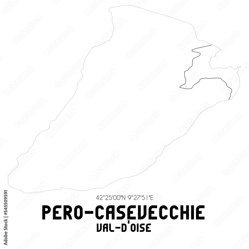 PERO-CASEVECCHIE Val-d'Oise. Minimalistic street map with black and white lines.