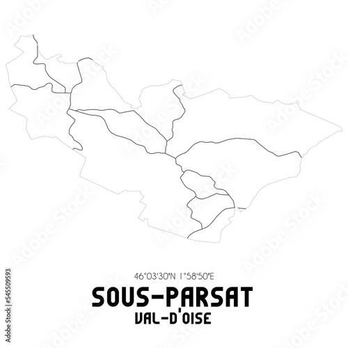SOUS-PARSAT Val-d'Oise. Minimalistic street map with black and white lines.