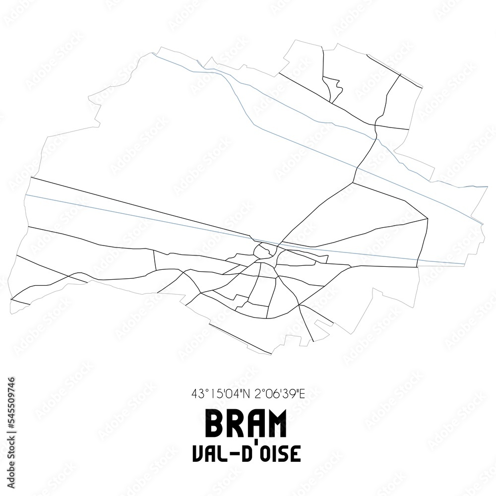 BRAM Val-d'Oise. Minimalistic street map with black and white lines.