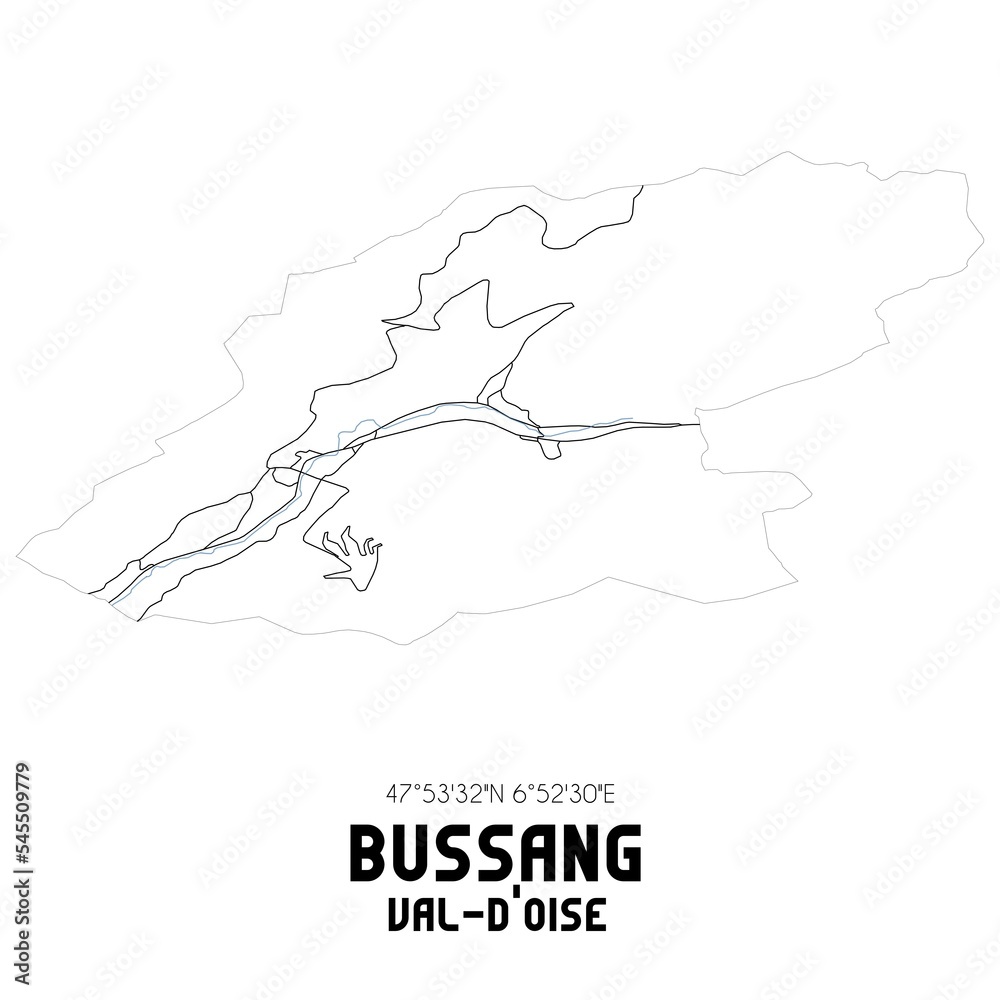 BUSSANG Val-d'Oise. Minimalistic street map with black and white lines.