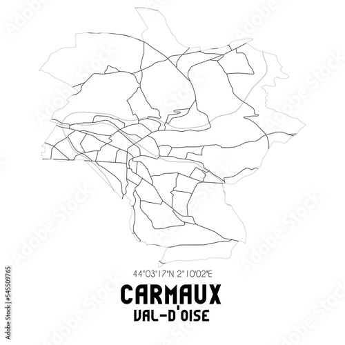 CARMAUX Val-d'Oise. Minimalistic street map with black and white lines.