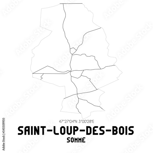 SAINT-LOUP-DES-BOIS Somme. Minimalistic street map with black and white lines.