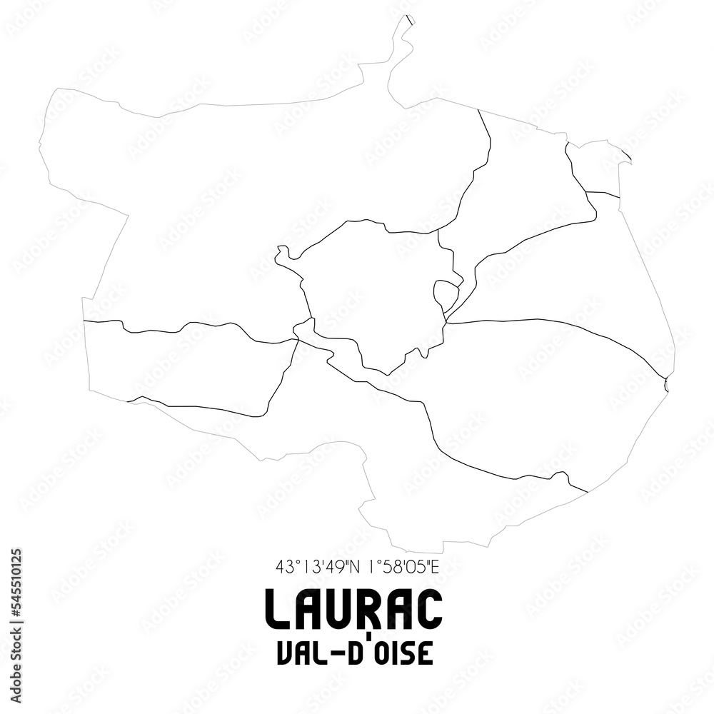 LAURAC Val-d'Oise. Minimalistic street map with black and white lines.