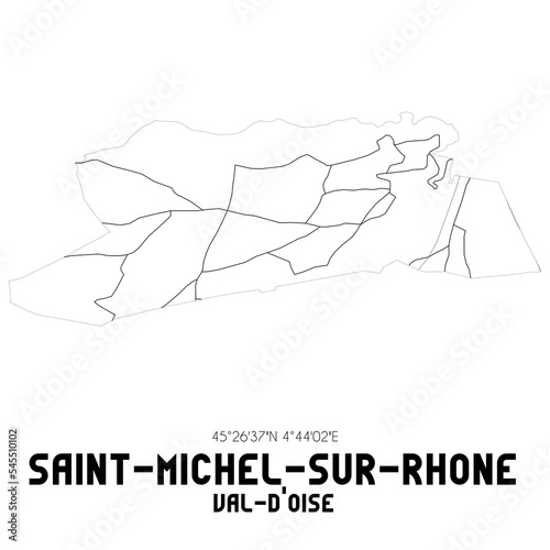 SAINT-MICHEL-SUR-RHONE Val-d Oise. Minimalistic street map with black and white lines.