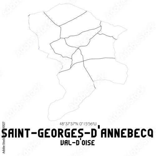 SAINT-GEORGES-D ANNEBECQ Val-d Oise. Minimalistic street map with black and white lines.