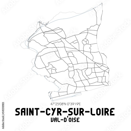 SAINT-CYR-SUR-LOIRE Val-d'Oise. Minimalistic street map with black and white lines.