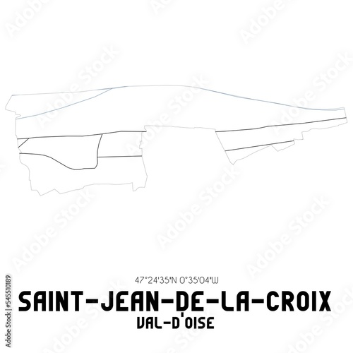 SAINT-JEAN-DE-LA-CROIX Val-d'Oise. Minimalistic street map with black and white lines.