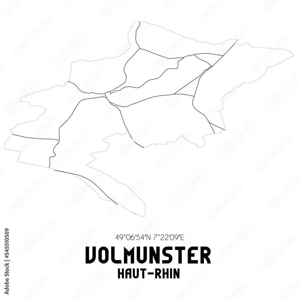 VOLMUNSTER Haut-Rhin. Minimalistic street map with black and white lines.