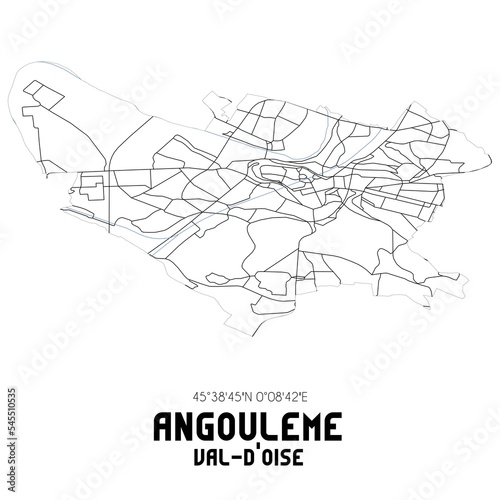 ANGOULEME Val-d'Oise. Minimalistic street map with black and white lines.