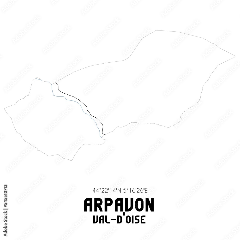 ARPAVON Val-d'Oise. Minimalistic street map with black and white lines.