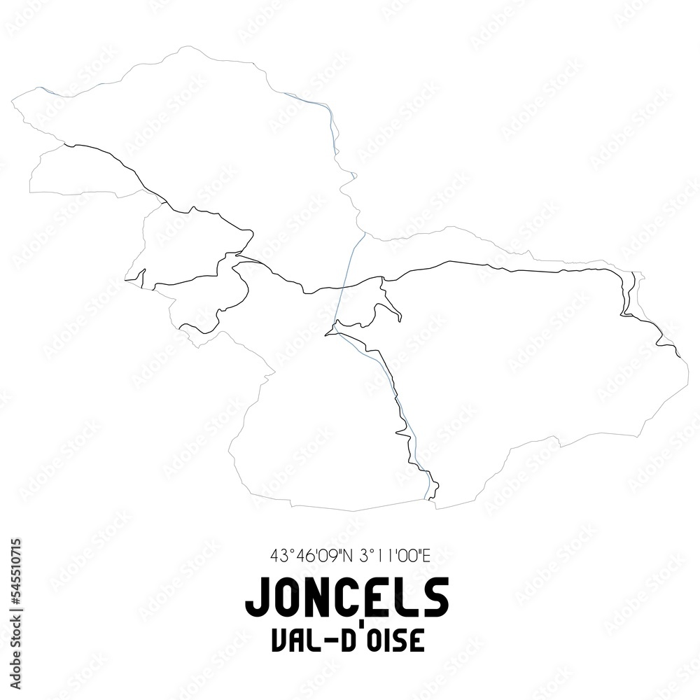 JONCELS Val-d'Oise. Minimalistic street map with black and white lines.