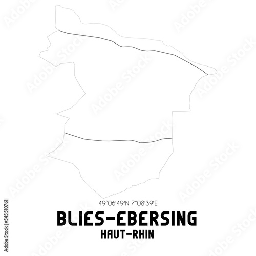 BLIES-EBERSING Haut-Rhin. Minimalistic street map with black and white lines.