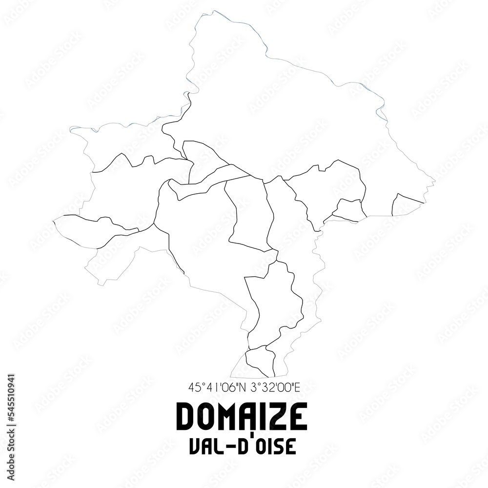 DOMAIZE Val-d'Oise. Minimalistic street map with black and white lines.