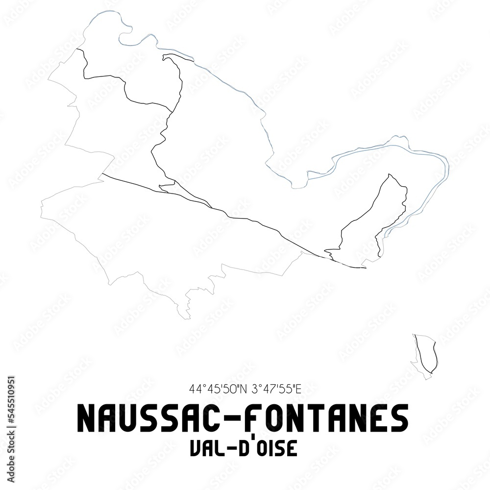 NAUSSAC-FONTANES Val-d'Oise. Minimalistic street map with black and white lines.