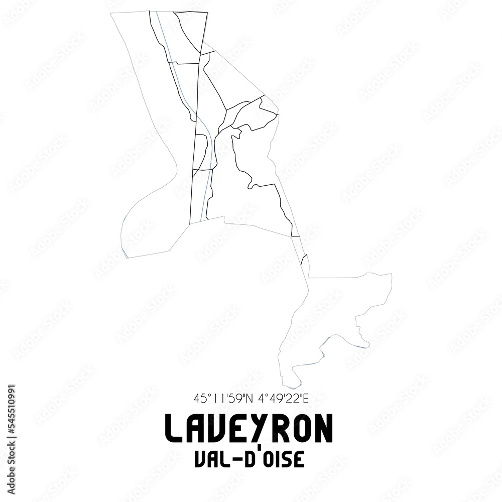 LAVEYRON Val-d'Oise. Minimalistic street map with black and white lines.