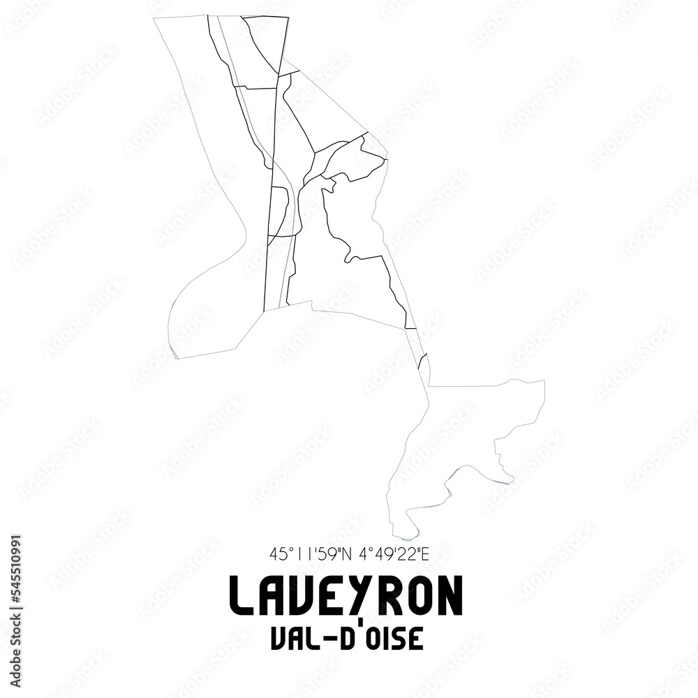 LAVEYRON Val-d'Oise. Minimalistic street map with black and white lines. LAVEYRON Val-d'Oise. Minimalistic street map with black and white lines.