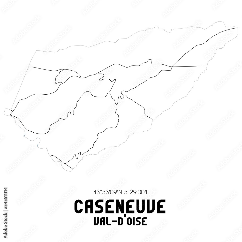 CASENEUVE Val-d'Oise. Minimalistic street map with black and white lines.