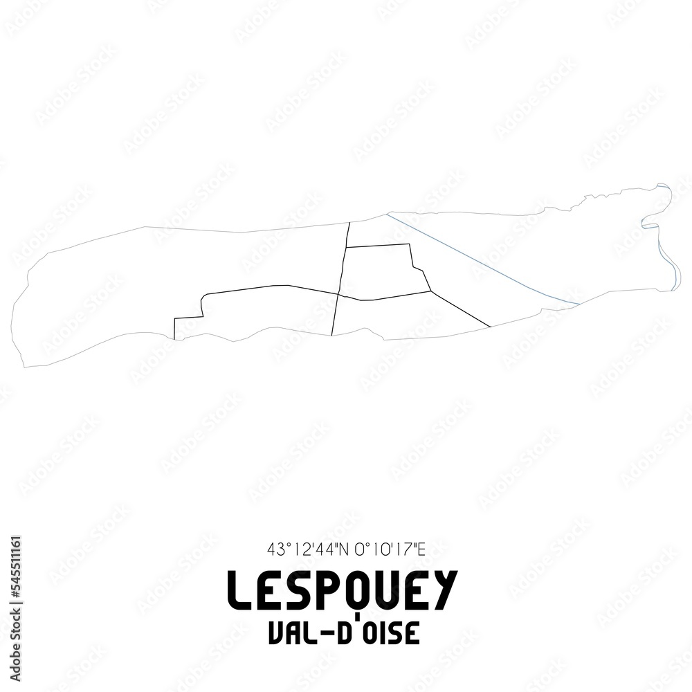 LESPOUEY Val-d'Oise. Minimalistic street map with black and white lines. LESPOUEY Val-d'Oise. Minimalistic street map with black and white lines.