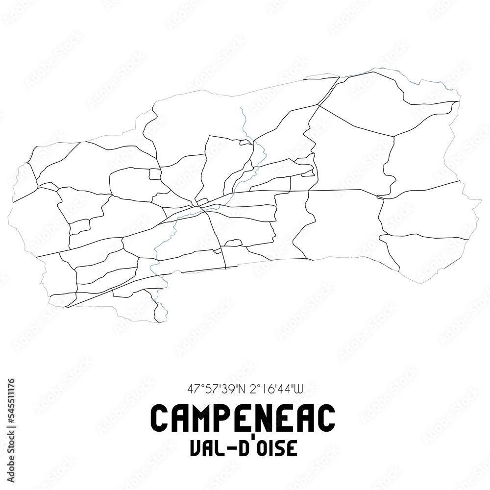 CAMPENEAC Val-d'Oise. Minimalistic street map with black and white lines.
