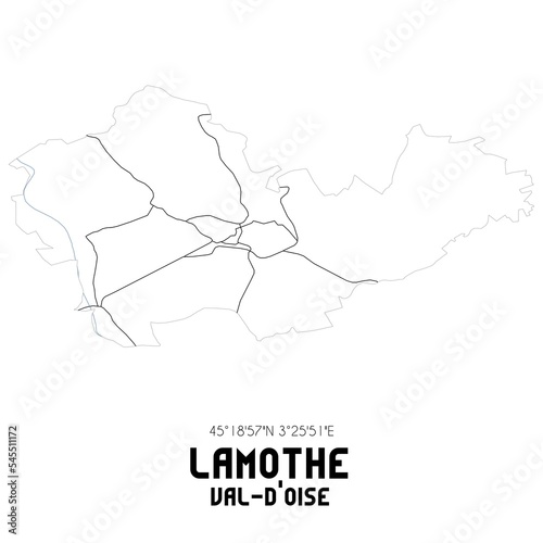 LAMOTHE Val-d Oise. Minimalistic street map with black and white lines.