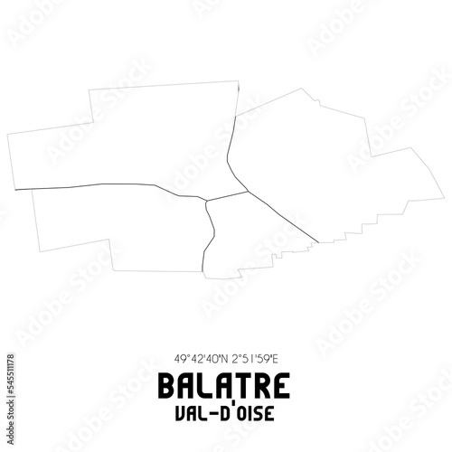 BALATRE Val-d'Oise. Minimalistic street map with black and white lines.
