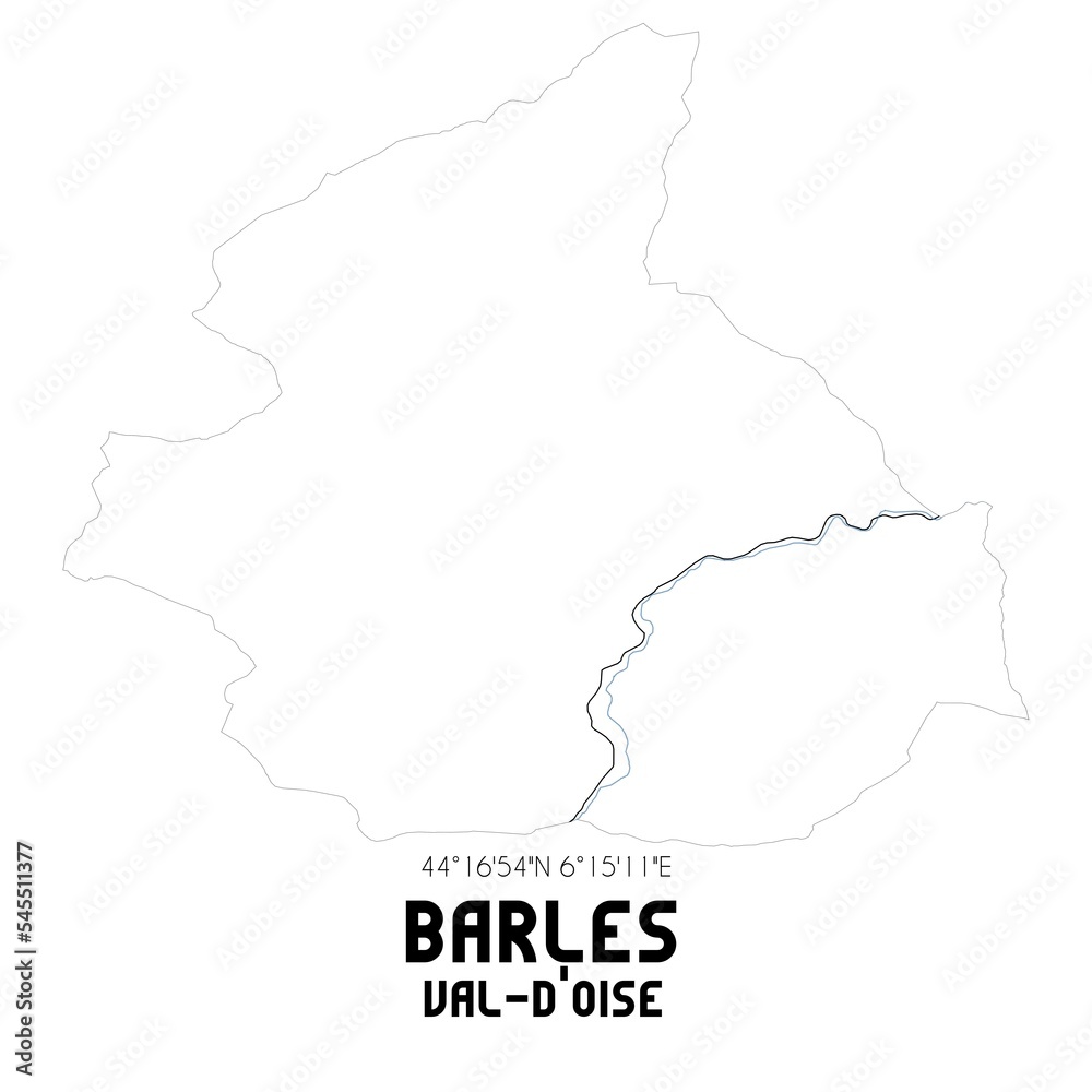 BARLES Val-d'Oise. Minimalistic street map with black and white lines.