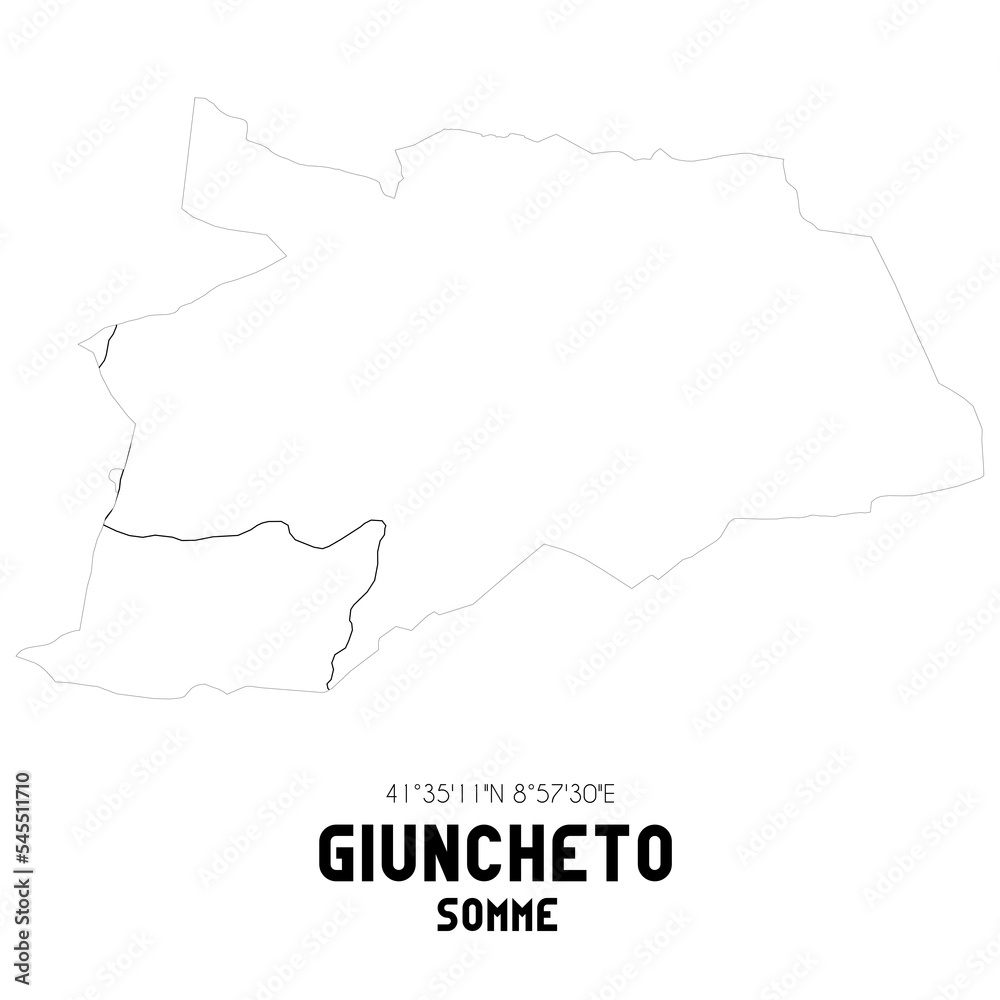 GIUNCHETO Somme. Minimalistic street map with black and white lines.