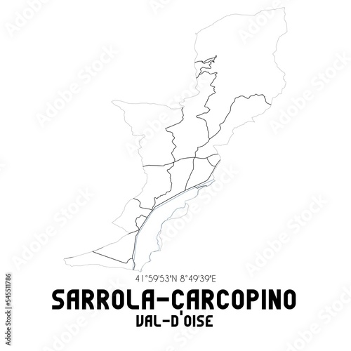 SARROLA-CARCOPINO Val-d'Oise. Minimalistic street map with black and white lines.