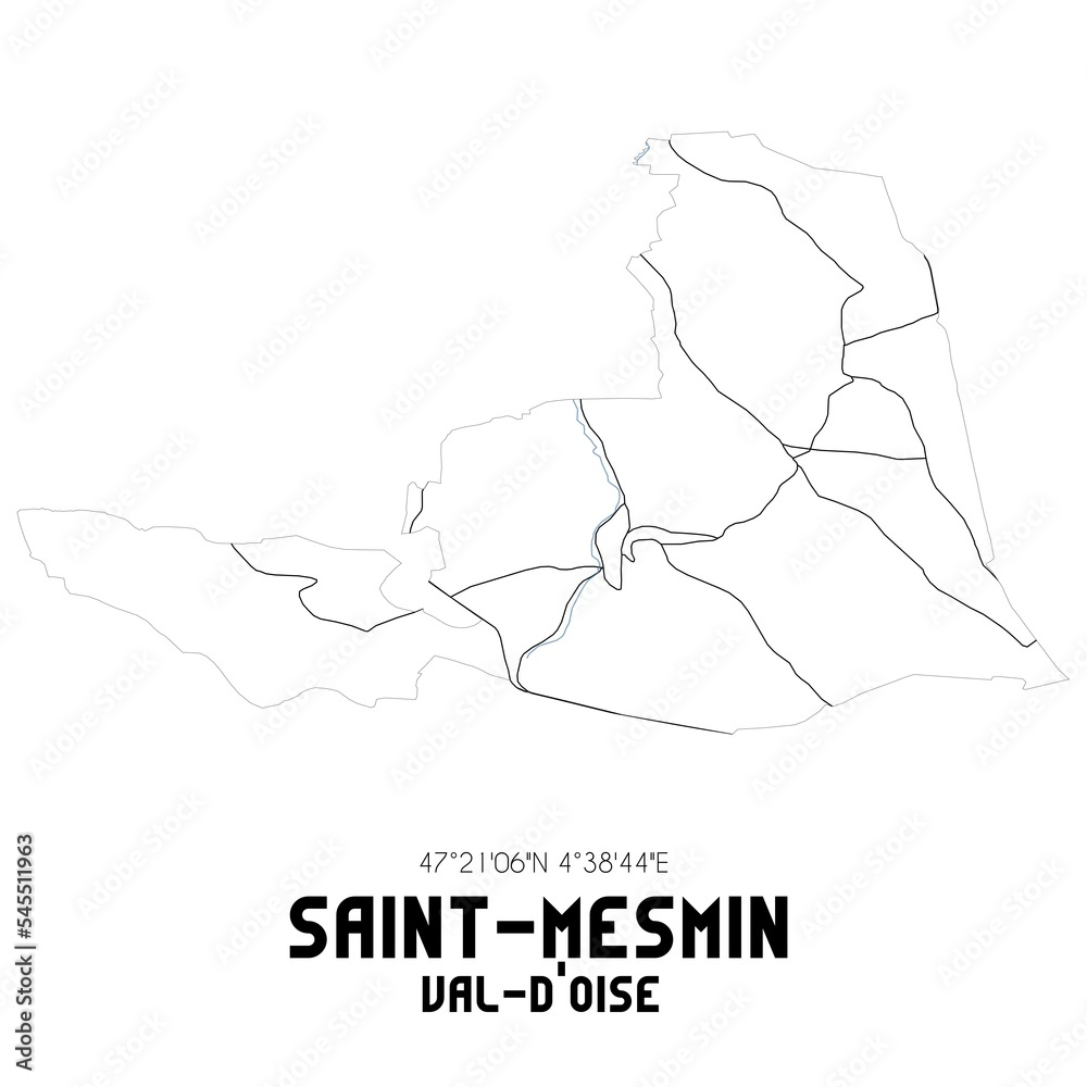 SAINT-MESMIN Val-d'Oise. Minimalistic street map with black and white lines.