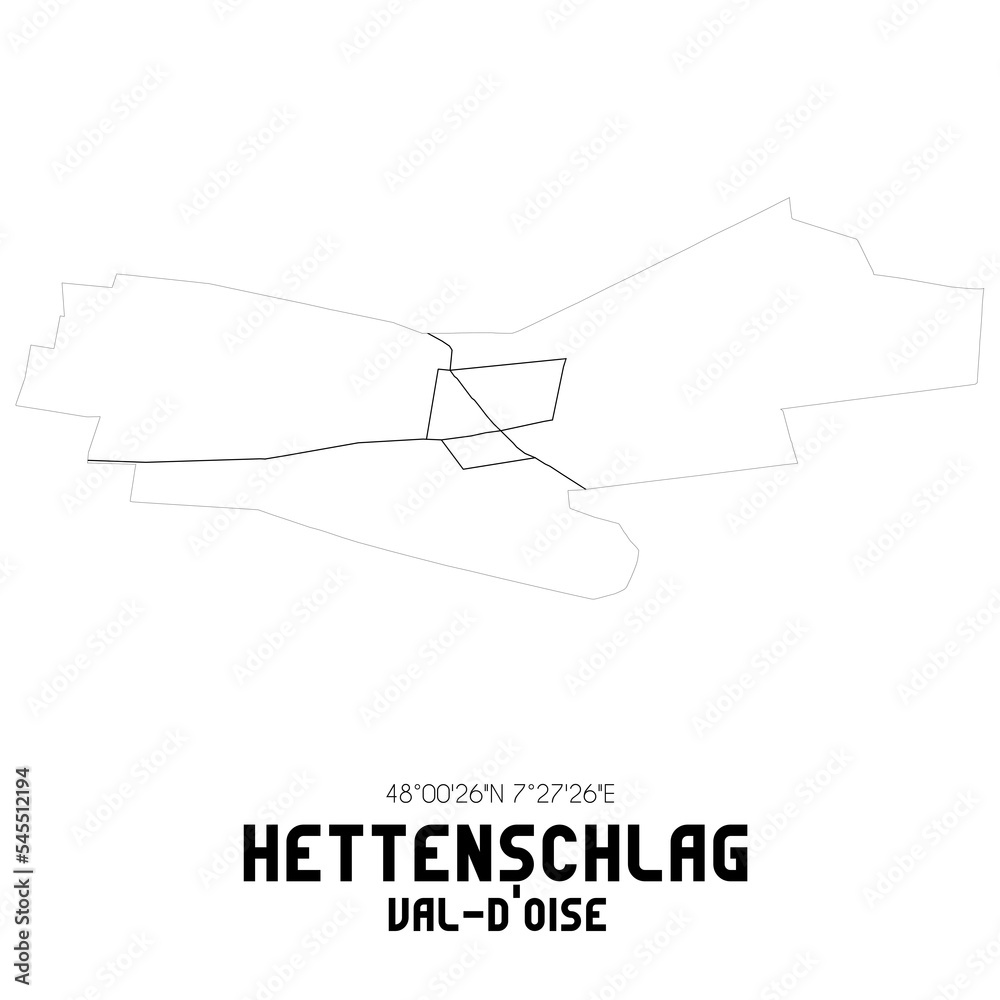 HETTENSCHLAG Val-d'Oise. Minimalistic street map with black and white lines.