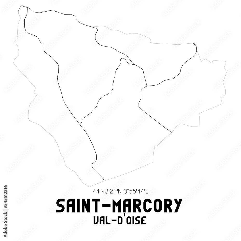 SAINT-MARCORY Val-d'Oise. Minimalistic street map with black and white lines.