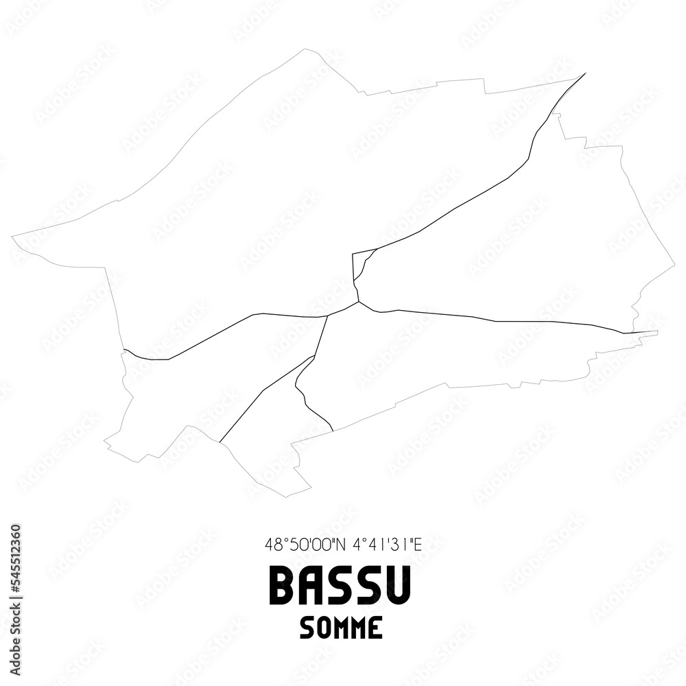 BASSU Somme. Minimalistic street map with black and white lines. BASSU Somme. Minimalistic street map with black and white lines.