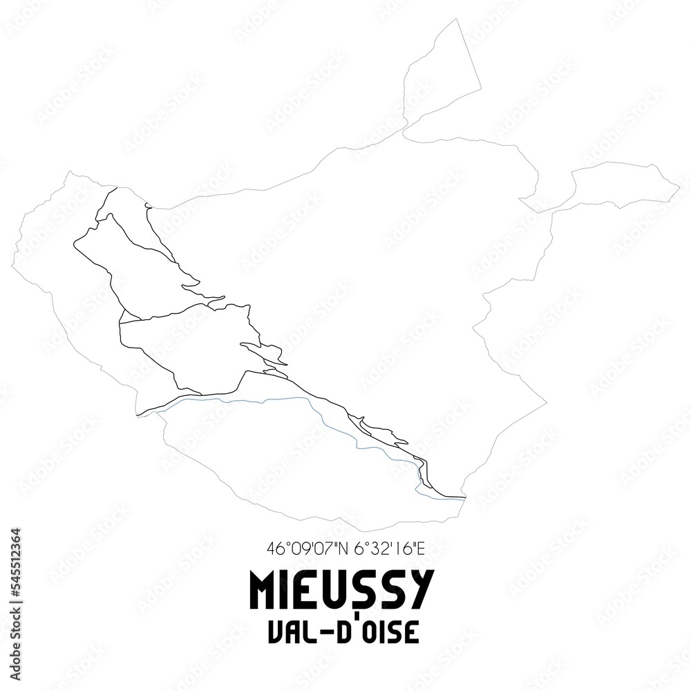 MIEUSSY Val-d'Oise. Minimalistic street map with black and white lines.
